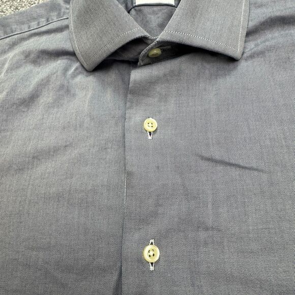 Brooks Brothers Vintage 90s Dress Shirt Mens 16.5 34 Blue Twill Egyptian Cotton - Picture 7 of 14